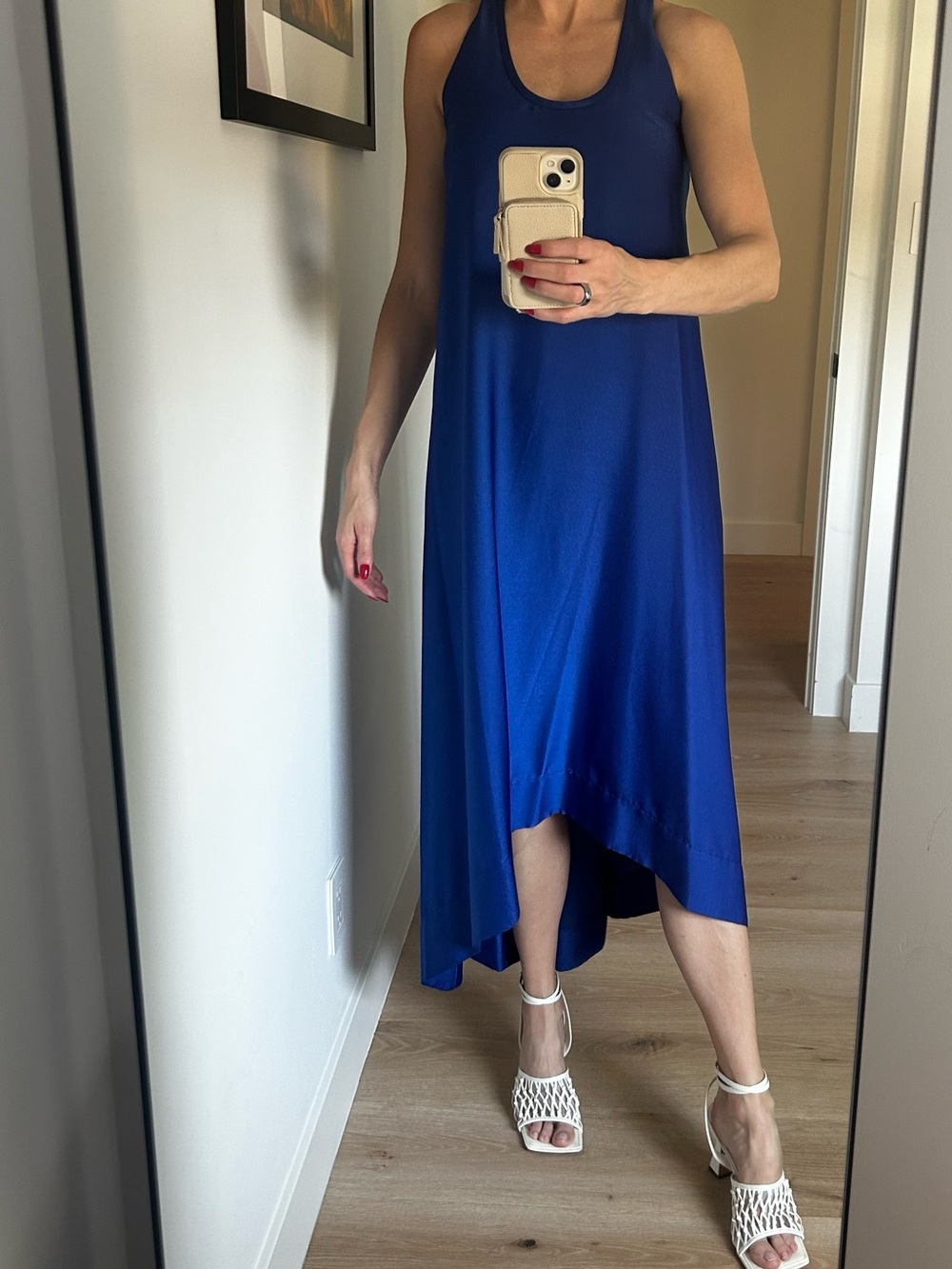 BCBGMaxAzria Blue High Low Dress Scoop Neck Sleeveless - Backless